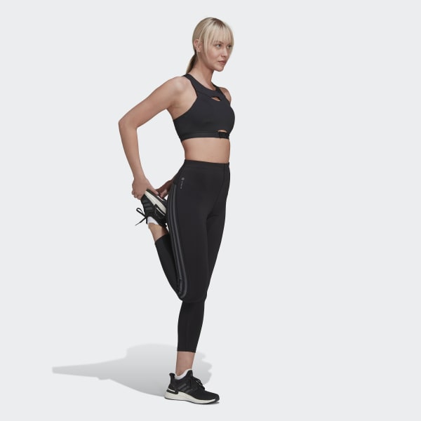Adidas Run Icons 3 Stripes 7 8 Running Tights Women s L Black