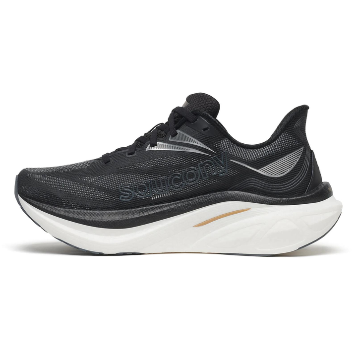 Saucony Endorphin Speed 6 in Black and White, right shoe inside view 