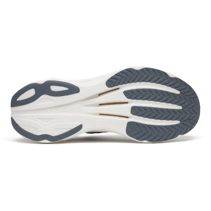 Saucony Endorphin Speed 6 in Black and White, right shoe outsole 
