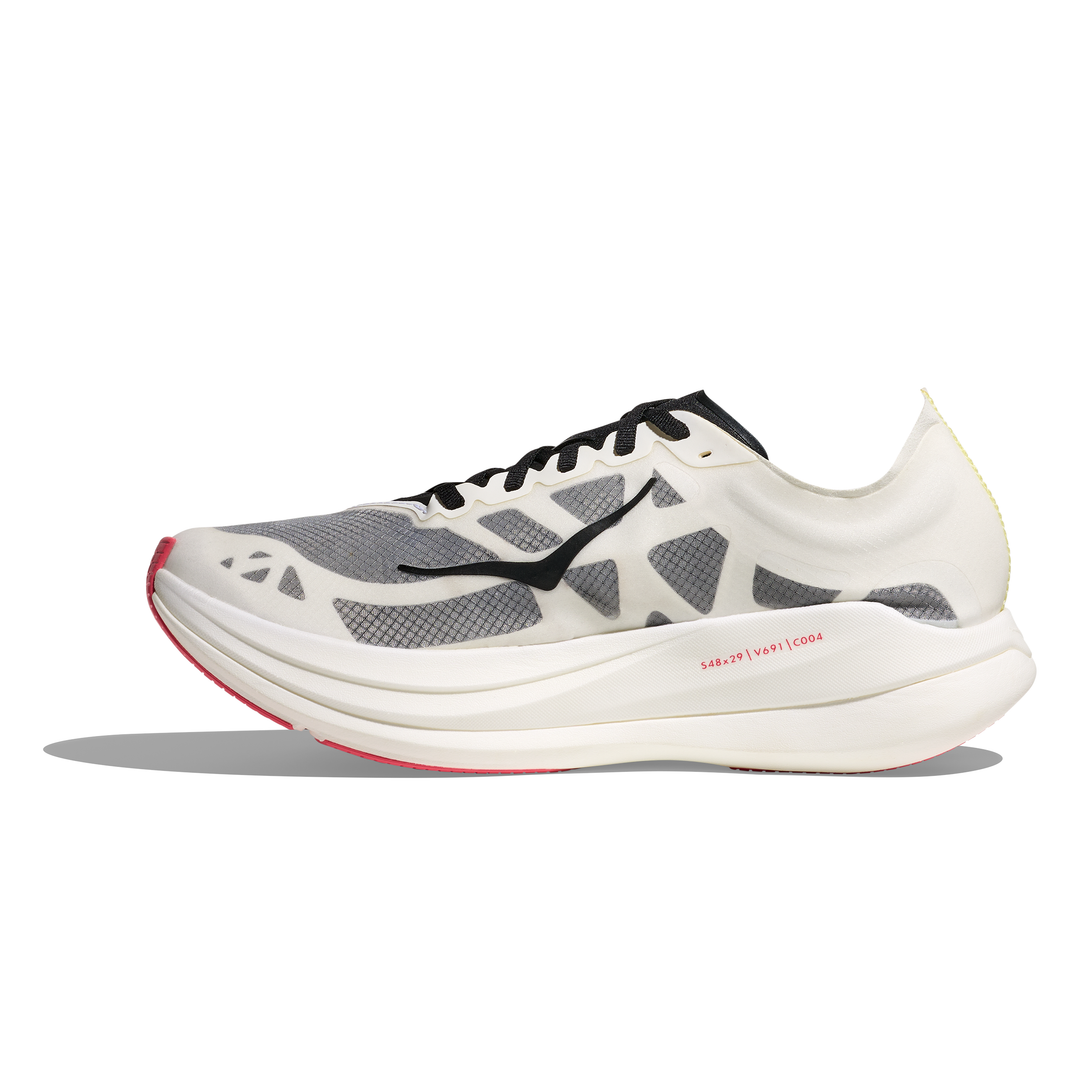 HOKA Rocket X 2 in Yuzu and Cielo Blue, right shoe inside view 