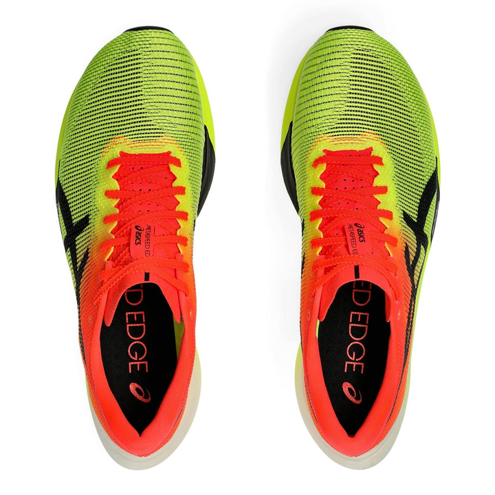 ASICS MetaSpeed Edge Paris in Safety Yellow and Black, pair viewed from above 
