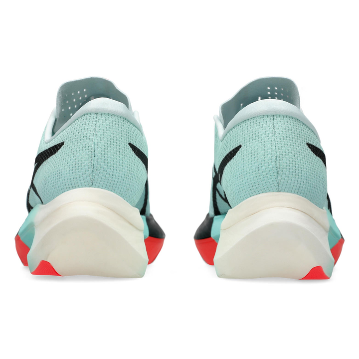 ASICS MetaSpeed Sky Paris in Illuminate and Mint Black, pair viewed from behind 