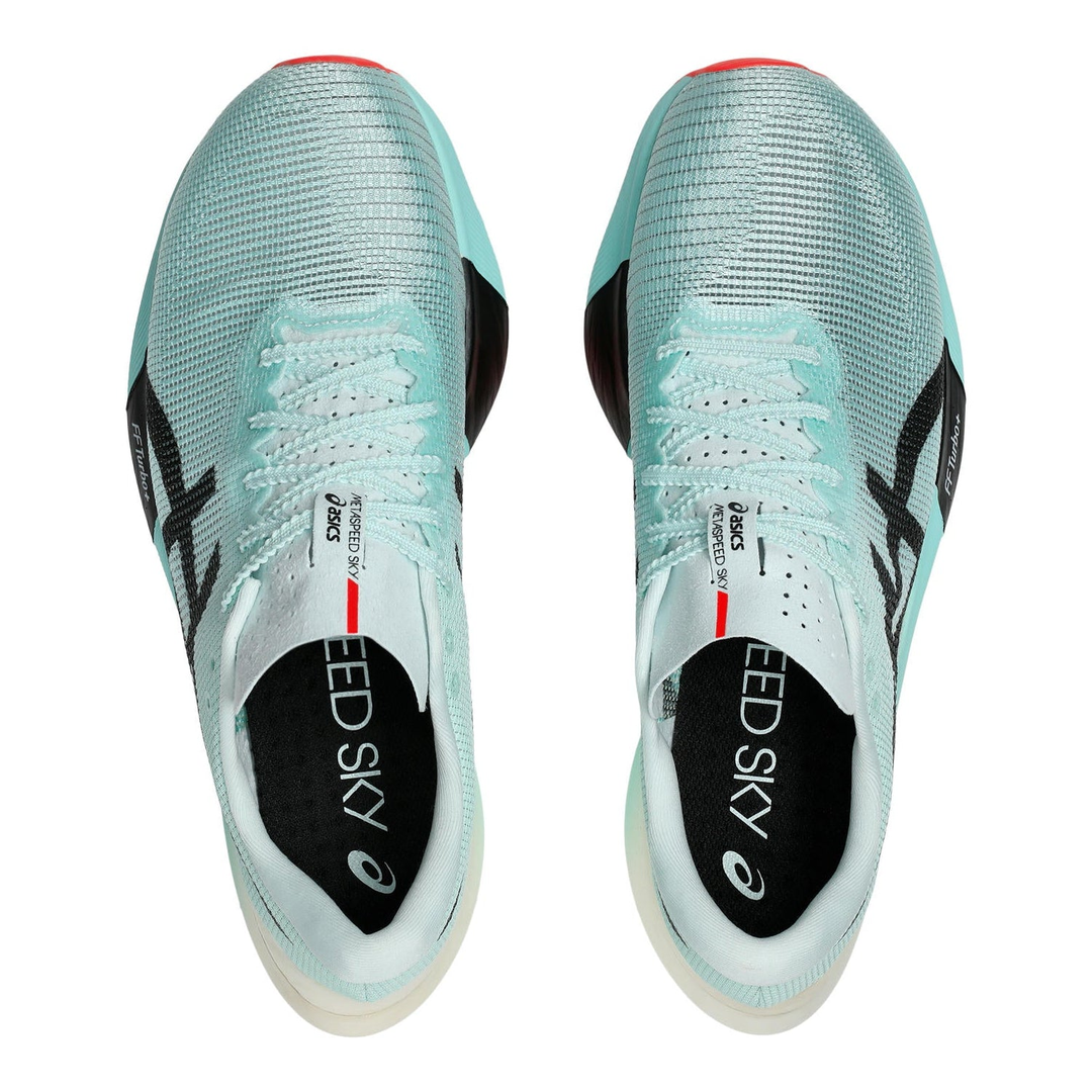 ASICS MetaSpeed Sky Paris in Illuminate and Mint Black, pair viewed from above 