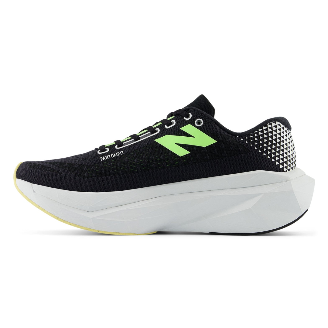 New Balance FuelCell SuperComp Trainer 3 men’s in Black and Phantom and Bleached Lime Glo, right shoe inside view 