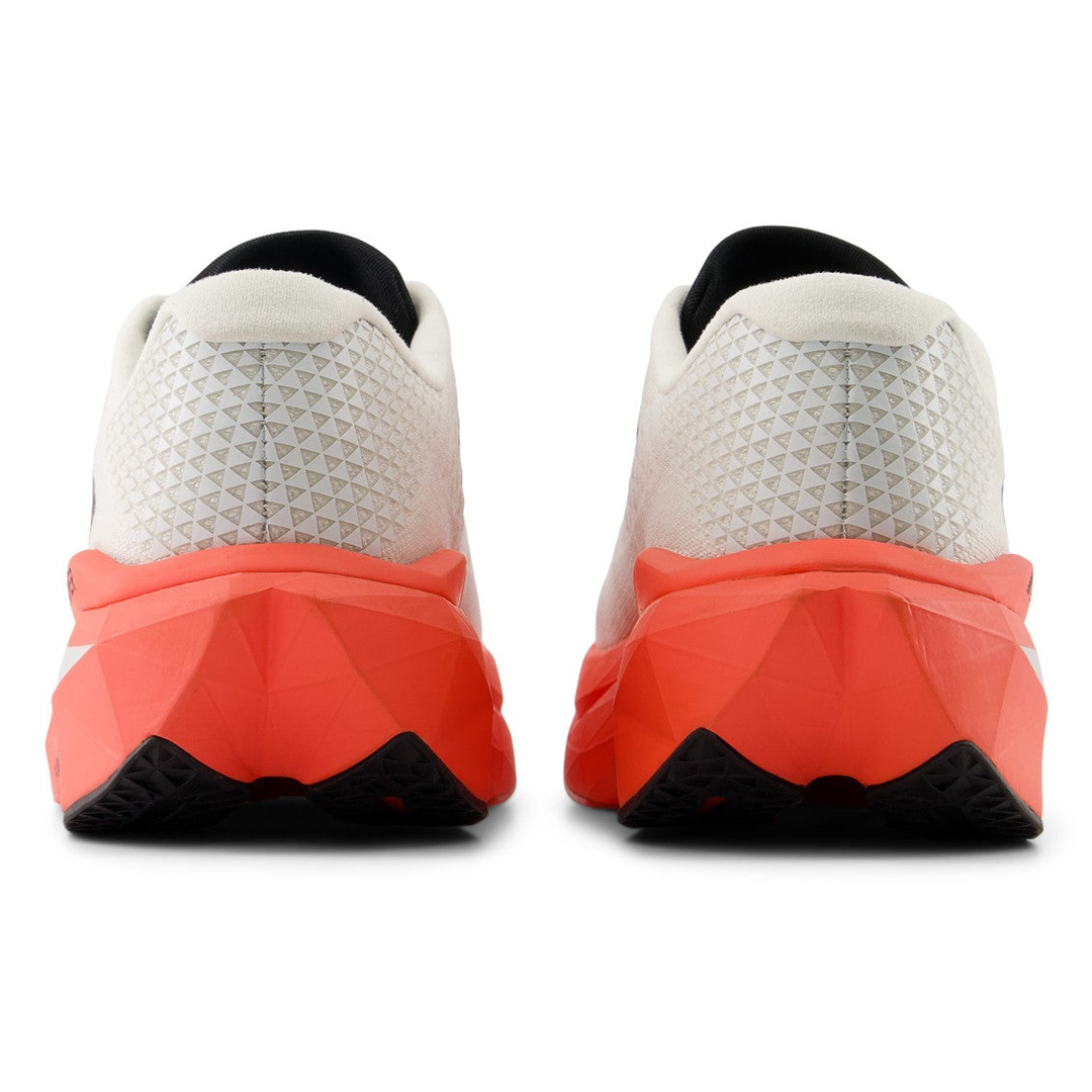 New Balance FuelCell SuperComp Trainer 3 men’s in Urgent Red and Sea Salt and Black, pair viewed from behind 