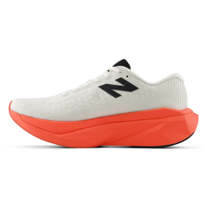 New Balance FuelCell SuperComp Trainer 3 men’s in Urgent Red and Sea Salt and Black, right shoe inside view 