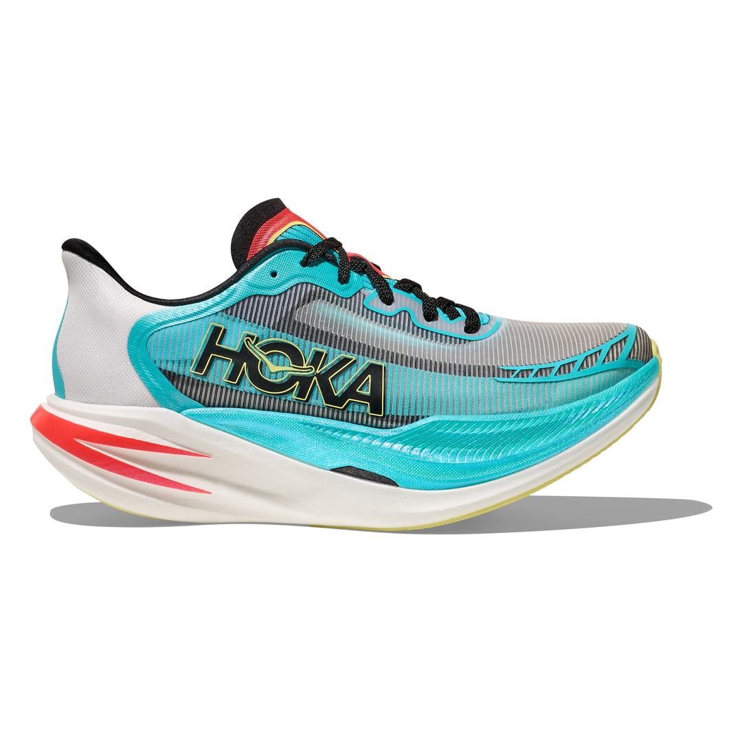 HOKA Cielo X1 2.0 in Frost and Black, right shoe outside view #colour_frost-black