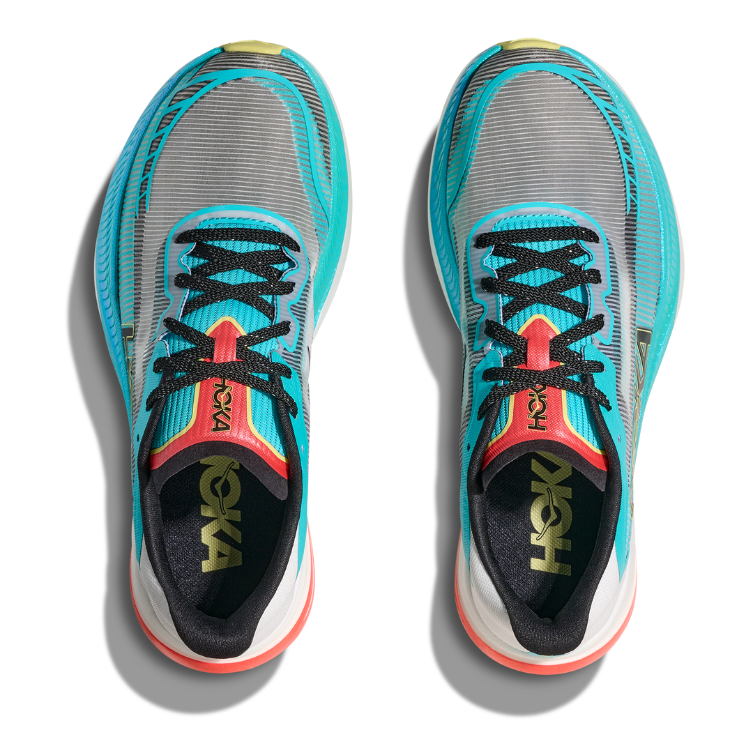 HOKA Cielo X1 2.0 in Frost and Black, pair viewed from above 