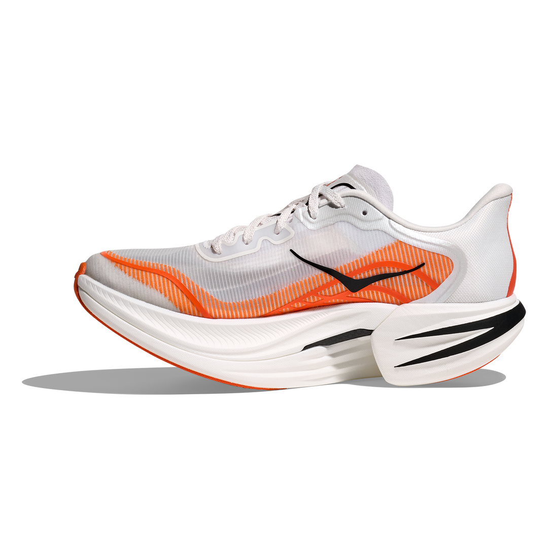 HOKA Cielo X1 2.0 in Frost and Lava, right shoe inside view 