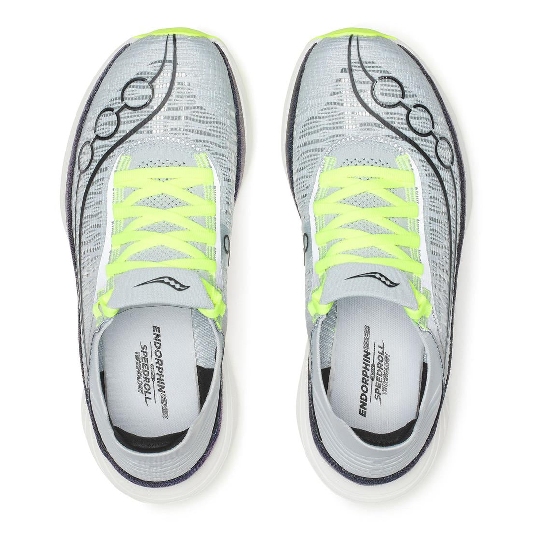 Saucony Endorphin Elite 2 in Airy and Nightsky, pair viewed from above 