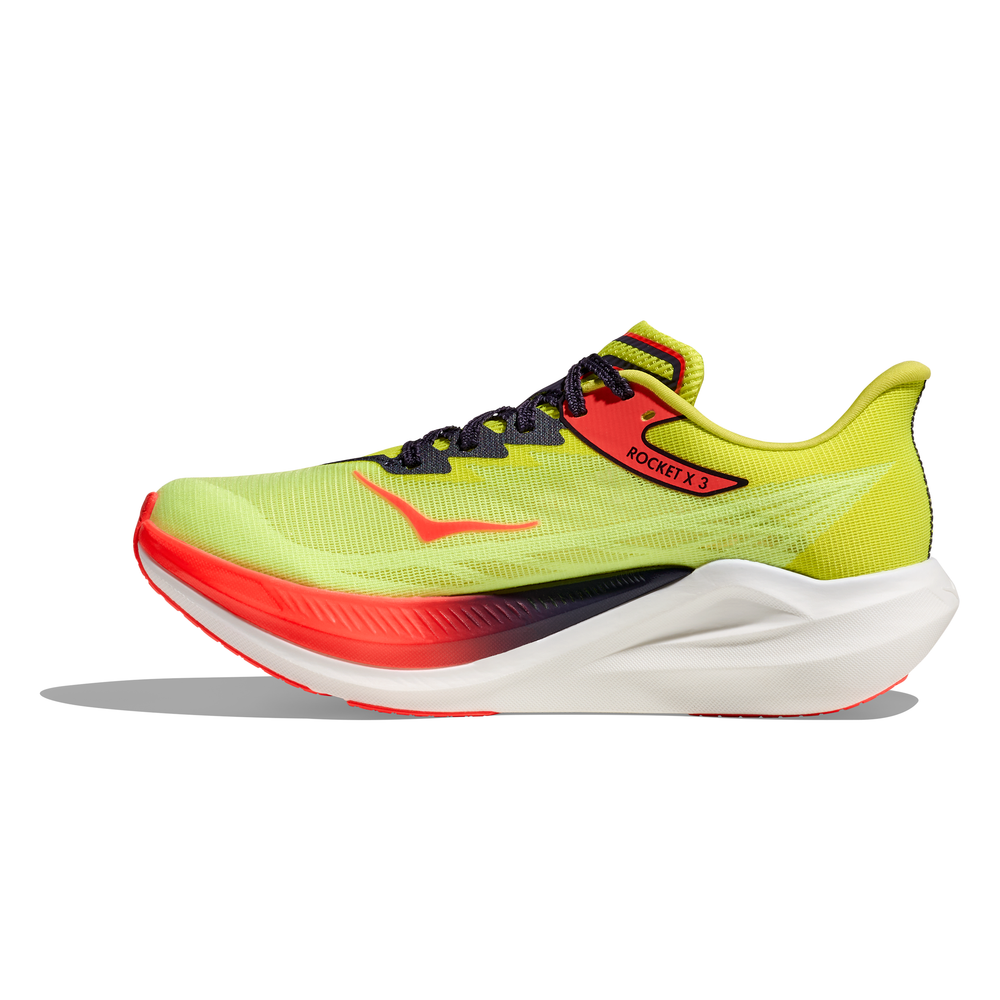 HOKA Rocket X 3 in Neon Yuzu and Squid Ink, right shoe inside view #colour_neon-yuzu-squid-ink