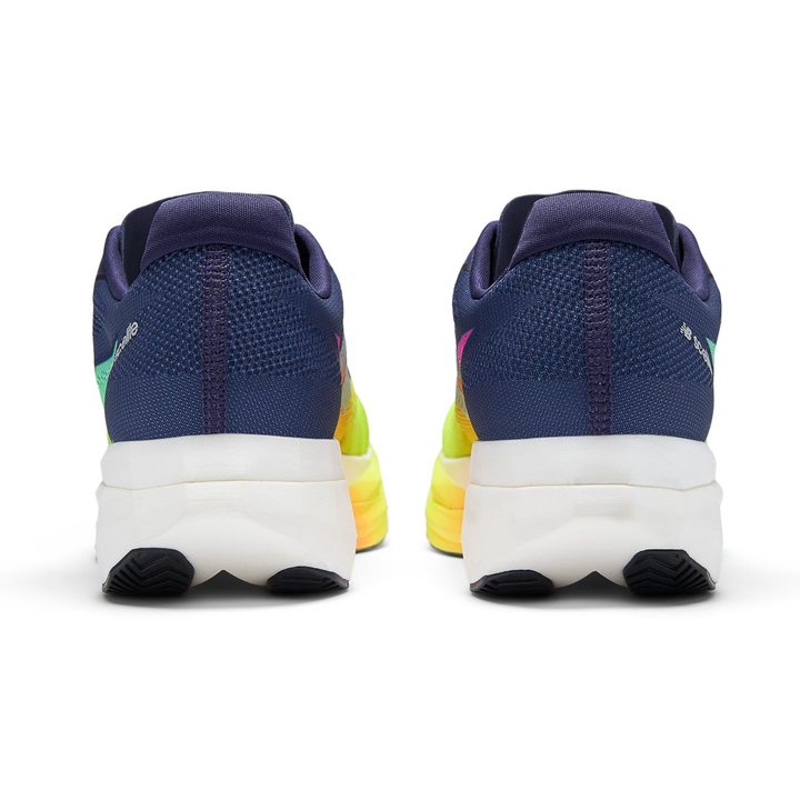 New Balance FuelCell SuperComp Elite 5 men’s in Boysenberry and Afterglow, pair viewed from behind 