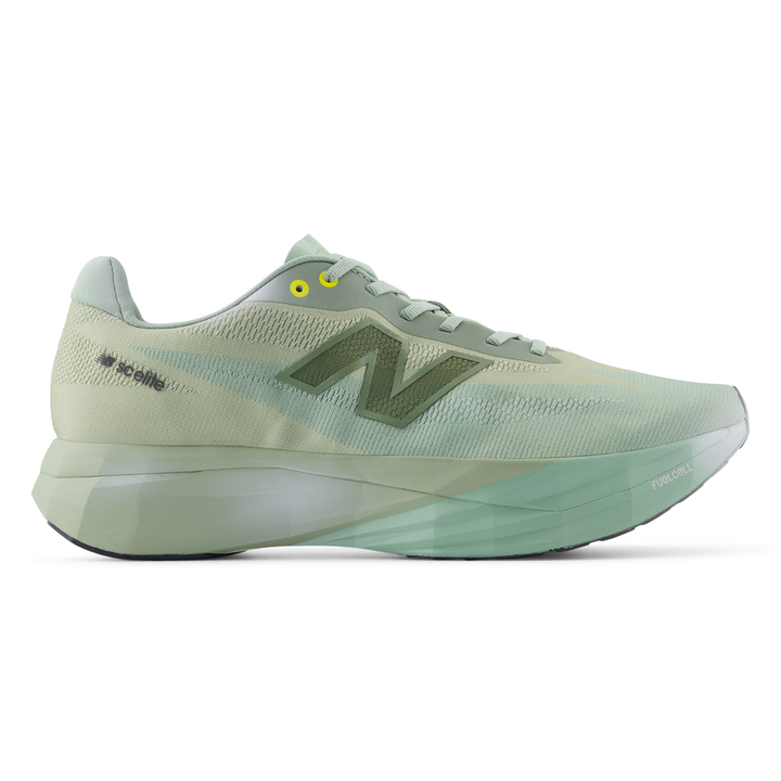 New Balance SuperComp Elite 5 men’s GINKYO COLLECTION in Garter Snake and Mosaic Green, right shoe outside view 