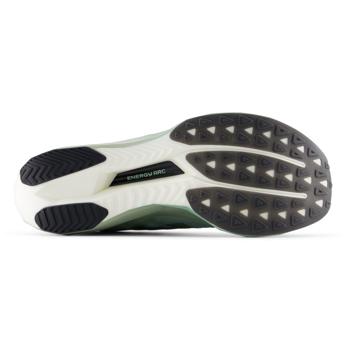 New Balance SuperComp Elite 5 men’s GINKYO COLLECTION in Garter Snake and Mosaic Green, right shoe outsole 