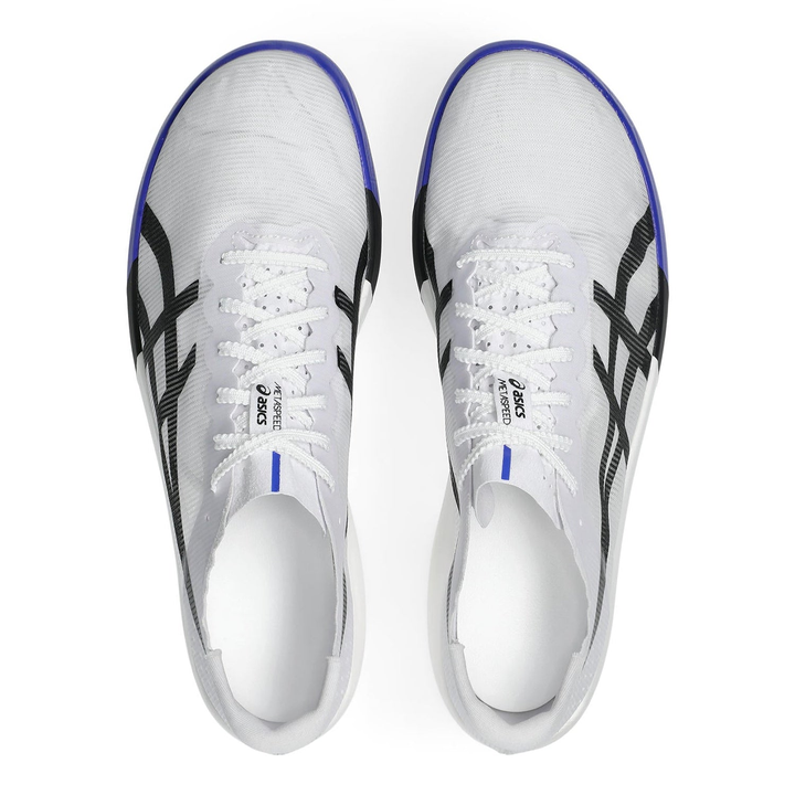 ASICS MetaSpeed Ray in White and Cobalt Burst, pair viewed from above 