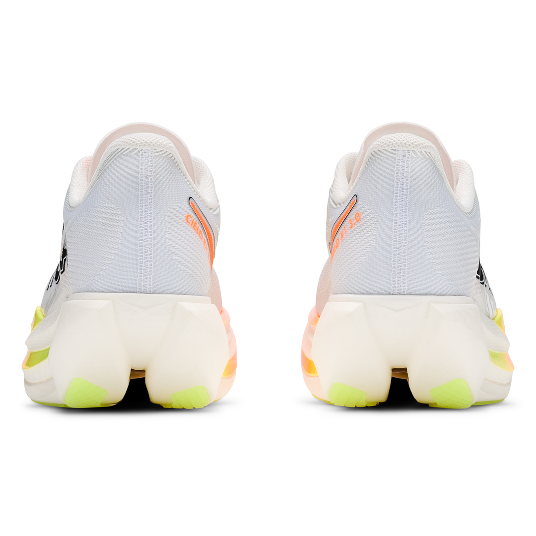 HOKA Cielo X1 3.0 in Frost and Black, pair viewed from behind 