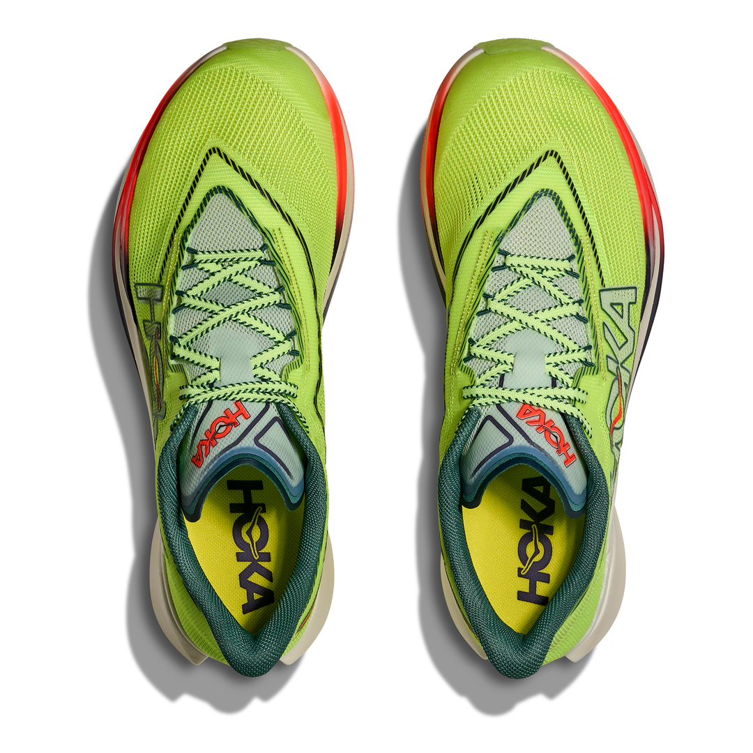HOKA Cielo X1 3.0 in Neon Yuzu and Thyme, pair viewed from above 