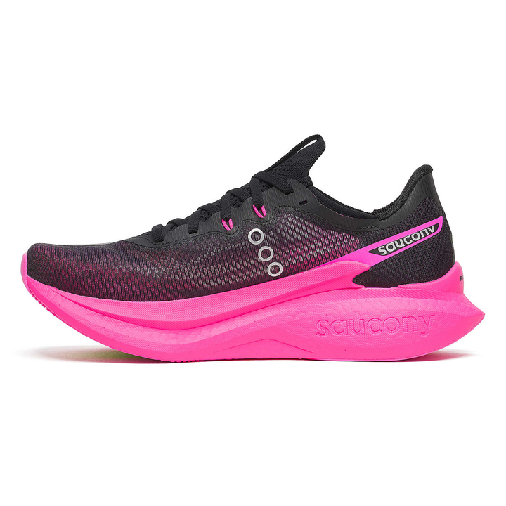 Saucony Endorphin Pro 5 men’s in Black and Shock, right shoe inside view 