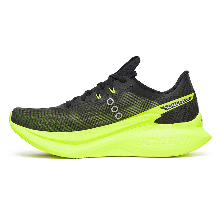 Saucony Endorphin Pro 5 men’s in Citron and Black, right shoe inside view 