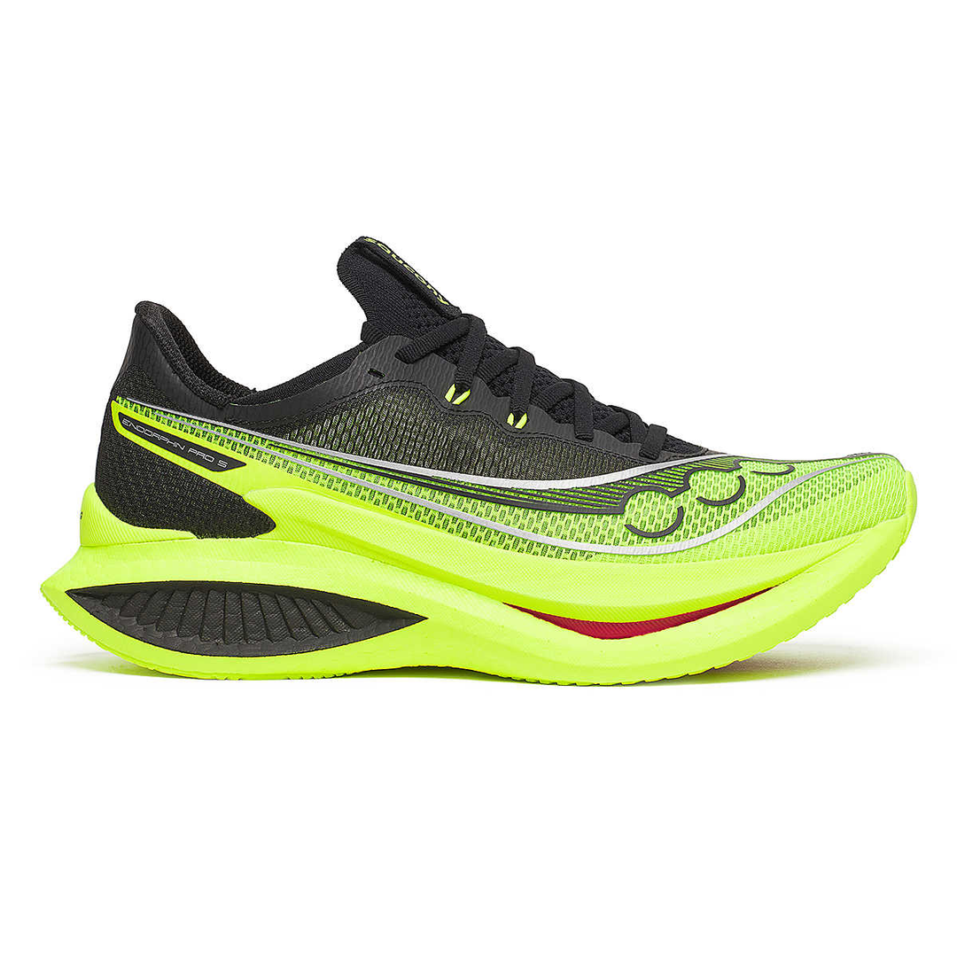 Saucony Endorphin Pro 5 men’s in Citron and Black, right shoe outside view 