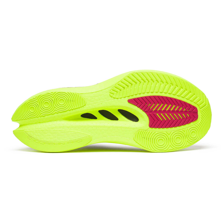Saucony Endorphin Pro 5 men’s in Citron and Black, right shoe outsole 