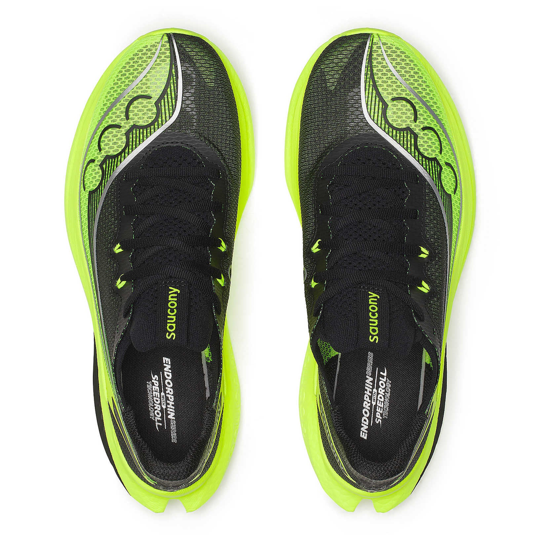 Saucony Endorphin Pro 5 men’s in Citron and Black, pair viewed from above 