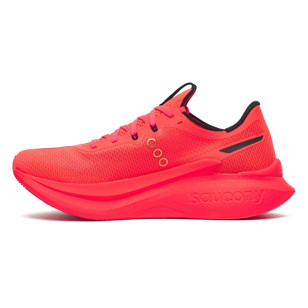 Saucony Endorphin Pro 5 men’s in ViziRed and Black, right shoe inside view #colour_vizired-black