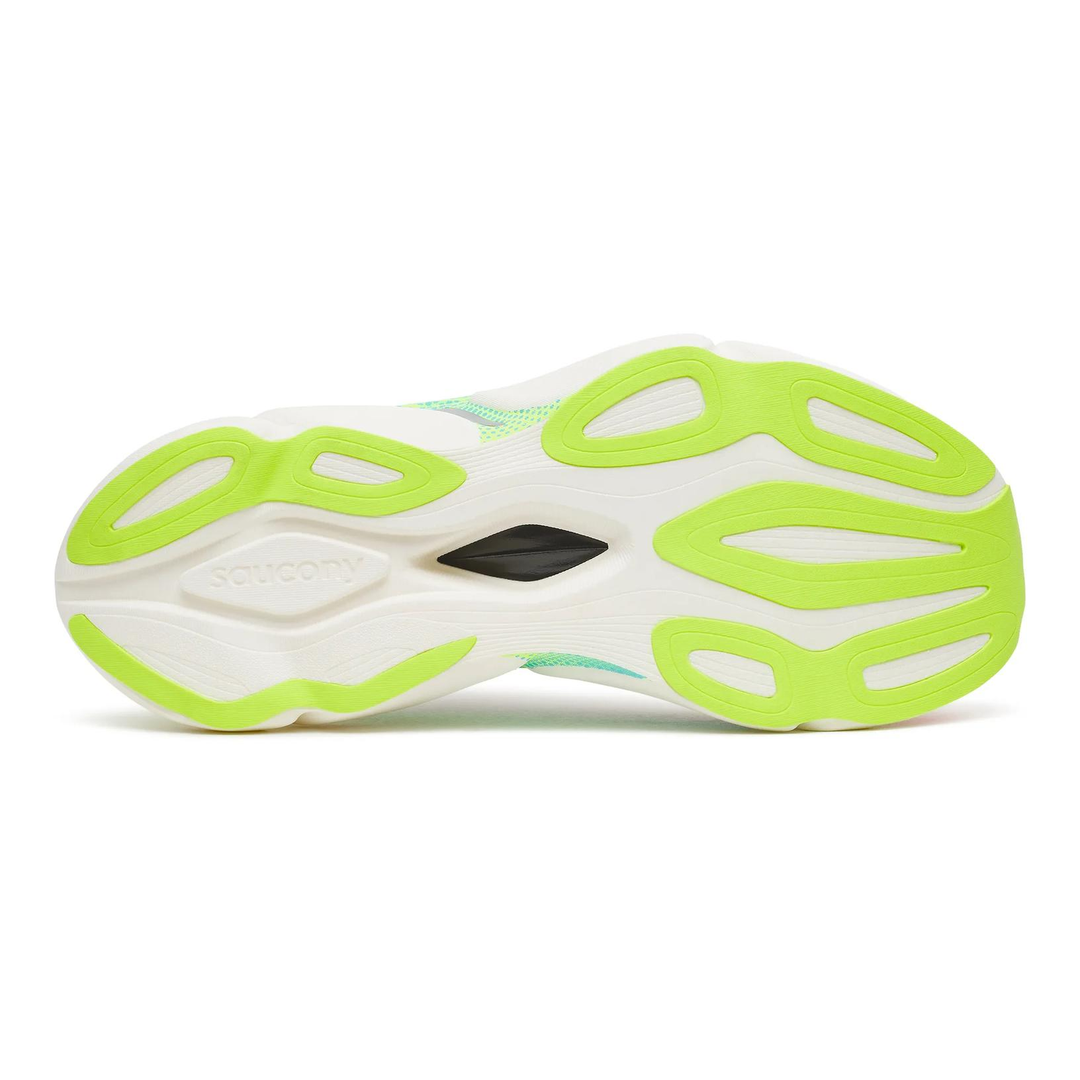 Saucony Endorphin Elite 3 in White and Multi, right shoe outsole 