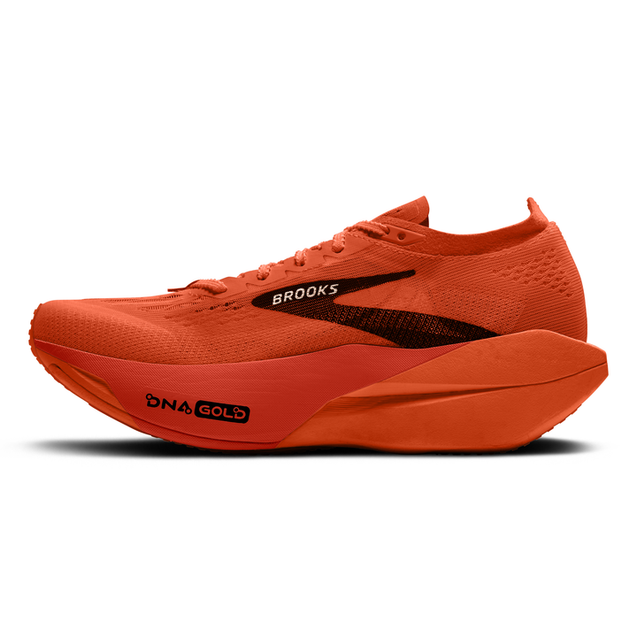Brooks Hyperion Elite 6 in Tigerlily and Red and White, right shoe inside view 