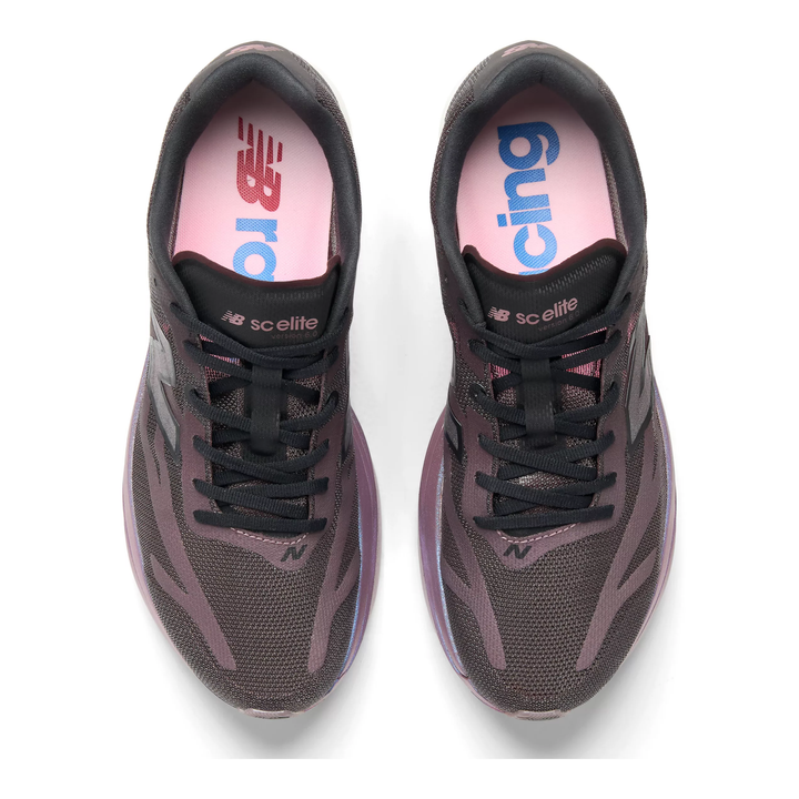 New Balance SuperComp Elite v6 in Cherry Leather and Pebble, pair viewed from above 